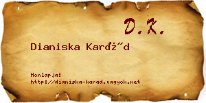 Dianiska Karád névjegykártya
